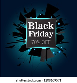 black Friday, explosion, square neon lights, vector banner