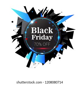 black Friday, black explosion triangles, neon vector banner
