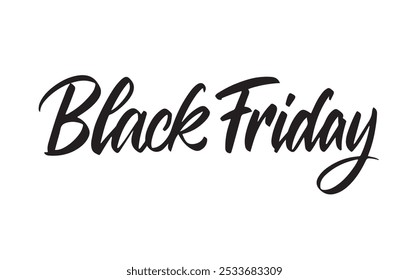 Black Friday Expressive Beautiful Calligraphy Banner. Brush Black font vector. Lettering Hand written label. 