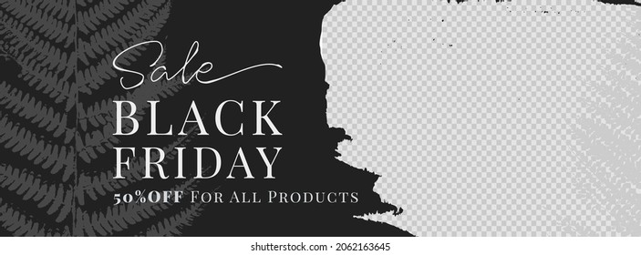 Black Friday Facebook cover Sale template. Layout design for marketing promotion. Social Media post cover. Set of sale banner template. Network background. Black and white nature. Vector illustration