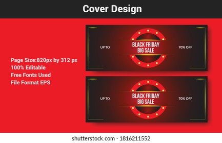 Black friday facebook cover template vector design