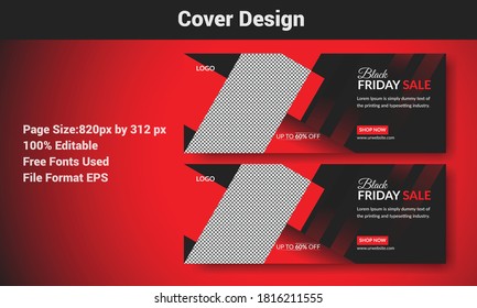 Black friday facebook cover template vector design