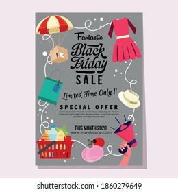 black friday fantastic sale shopping item decoration vector illustration