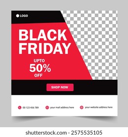 Black Friday fashion banner social media post template. Black Friday sale banner. Social media. 