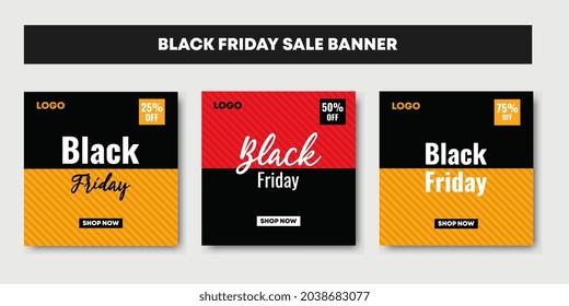Black Friday Fashion Sale social media post trendy design. Advertisement elements, square with red colors. Good for web and internet ad.