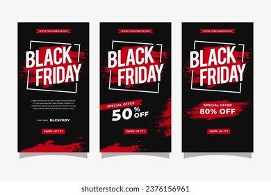 Black Friday Fashion Sale social media stories Brush design template Premium Vector