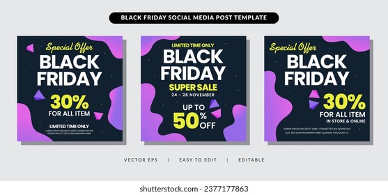 black friday Fashion Sale social media post modern design template