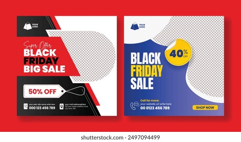 Black Friday Fashion Sale social media posts template, ecommerce sale promotion advertising template design