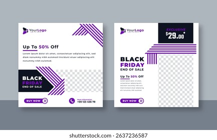 Black Friday Fashion Sale Social Media Post Design Template – Editable Vector Banner for Trendy Clothing Discounts, Seasonal Sales, and Retail Promotions