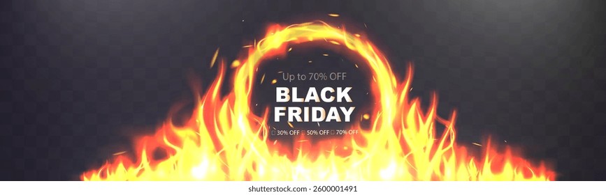 Black friday fire frame, discount promotion, hot deal, shopping offer, special offer, big sale, price drop, cyber monday, holiday shopping, retail marketing.