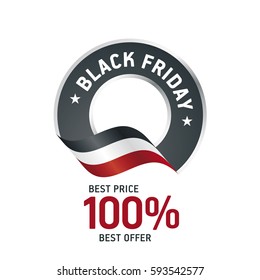 Black Friday flag black color label logo icon
