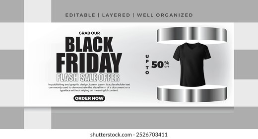 Black friday flash sale offer cover template,editable,layered,well organized