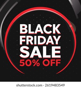 Black Friday flat 50% off sale banner template