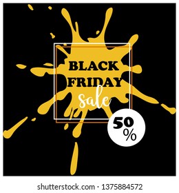 black friday flat banner with coloured paint splah
