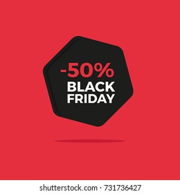 Black friday flat design sale badge on red background - vector illustration for e-commerce website and on-line shopping