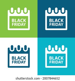 Black Friday Flat four color minimal icon set