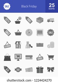 Black Friday Flat Greyscale Icons