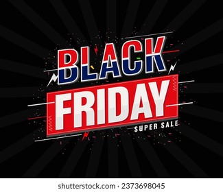 Black Friday flat typography poster template.