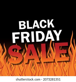 Black Friday flyer design with fire flames