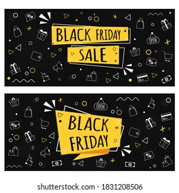 Black friday flyer set. Vector illustartion in flat style.