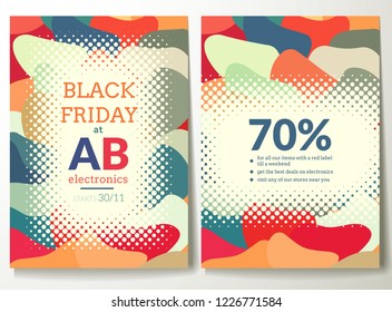 Black friday flyer template with abstract colorful shapes background
