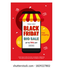 Schwarze Friday-Flyer-Vorlage mit Telefon