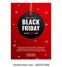 Black friday flyer template with tag