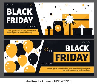 Black friday flyer. Vector illustration in flat style.