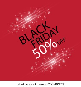 Black Friday Black fog and light on red background. Vector