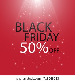 Black Friday Black fog and light on red background. Vector
