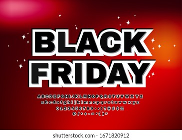 Black Friday Font. 3D Alphabet Letters, numbers, symbols Vector.