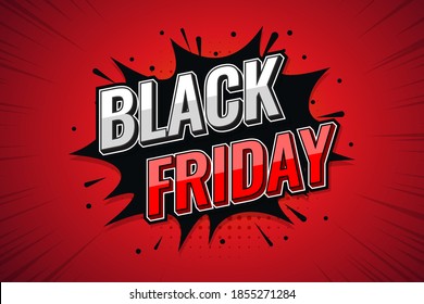 Black Friday font expression pop art comic speech bubble. Vector illustration