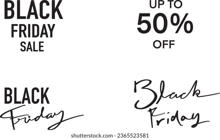 Black friday font text caligrafía mano conjunto escrito mano colección de grupo símbolo de decoración comprar venta venta marketing contrato de venta noviembre 25 ofrecer descuento cupón de liquidación tiendas especiales 