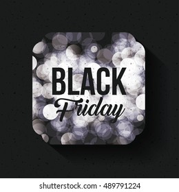 Black Friday frame and blured lights icon. ecommerce sale decoration and advertising theme. Black and white design. Vector illustration