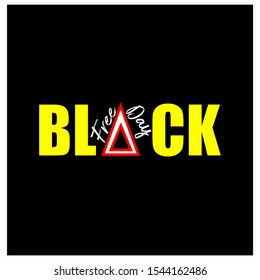 Black Friday with free day description on black background with yellow font