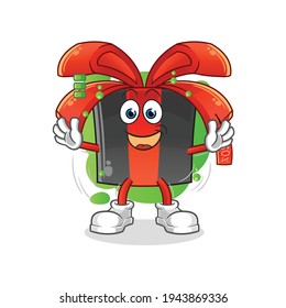 black friday full battery character. cartoon mascot vector
