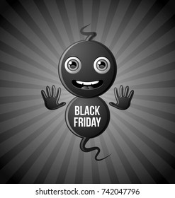 Black Friday ghost character on dark grey background