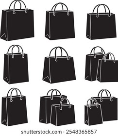 Black Friday gift box and bags silhouette vector art Gift box icon Silhouette vector illustration