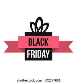 Black Friday gift box icon. Flat illustration of Black Friday box vector icon for web design