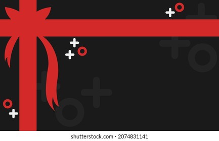 Caja de Regalo de Viernes Negro Cinta roja Diseño plano Cartel de fondo Vector Ilustración Paisaje Área de Copia de Paisaje