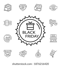 Black friday gift flat vector icon in black friday pack