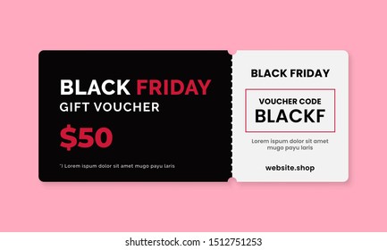 Black Friday Gift Voucher Card With Coupon Code Text Template Design Background Promotion