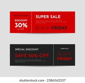Black Friday gift voucher card template. Minimalist discount coupon, certificate design. Vector illustration