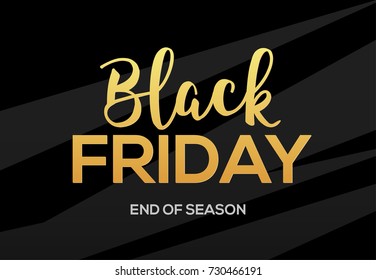 Black friday gold lettering handmade banner discount sale. Black friday label promo poster.