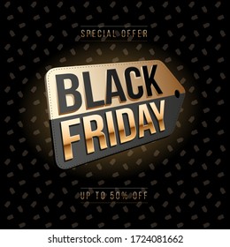 Black Friday Gold Sale Tag Banner 