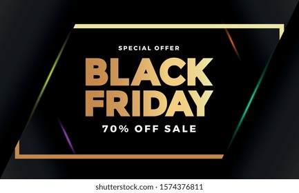 Black Friday in gold square frame banner for black Friday