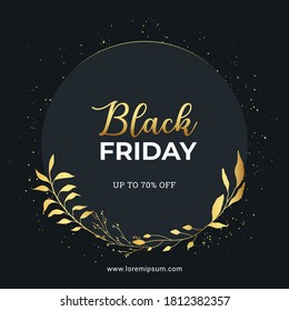 Goldener Rundrahmen von Black Friday