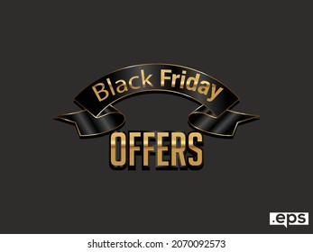 Black friday golden frame with confetti and balloons Free Vector. Black friday sale logo concept