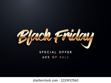 Black Friday golden vector illustration