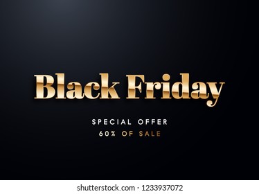 Black Friday golden vector illustration